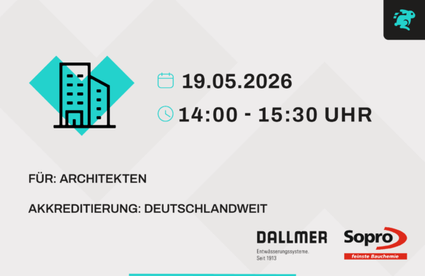 Online Veranstaltung - Optimales Zusammenspiel im Bad: von der Abdichtung bis zur ästhetischen Entwässerung