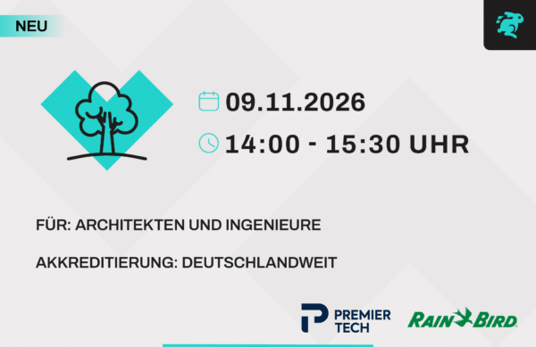 Online Veranstaltung - Niederschlagswasser im Freiraum und am Gebäude - Behandlung, Retention, Versickerung und Bewässerung richtig planen