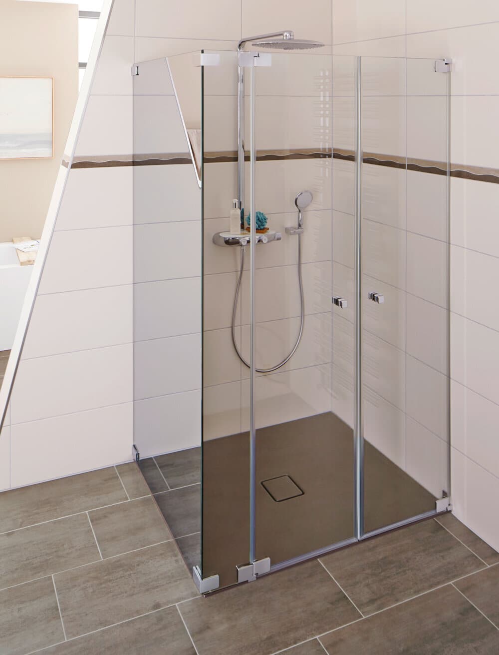 Die bodengleiche Duschfläche Conoflat überzeugt sowohl durch ihr puristisches Design als auch durch ihre Funktionalität für ein barrierefreies Badezimmer. Die Farbe Woodberry Brown Matt aus der Kaldewei Coordinated Colours Collection rundet das Farb…