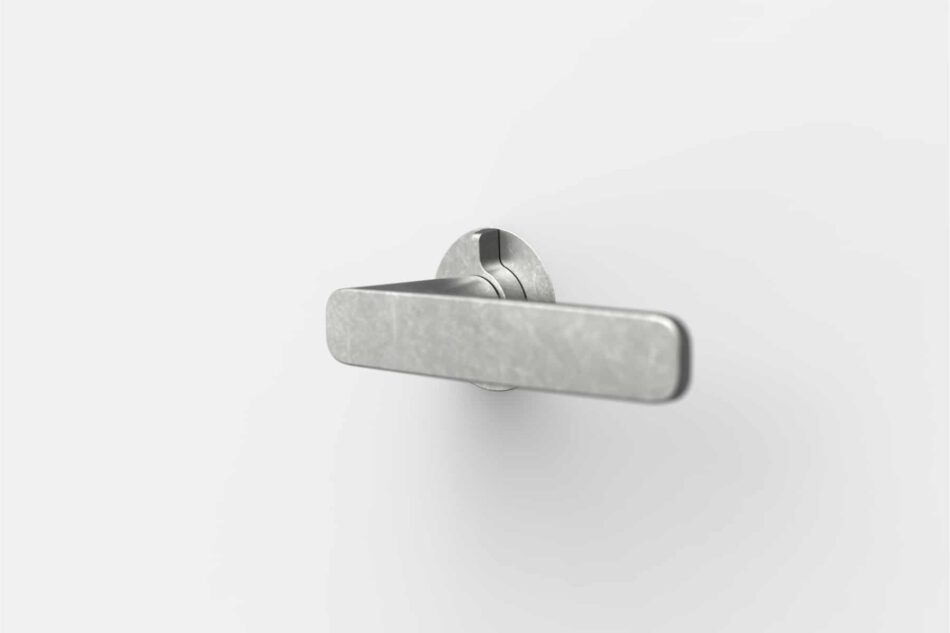 Türdrücker FSB 1289 in grauer Metalloptik, frontal und minimalistisch dargestellt.