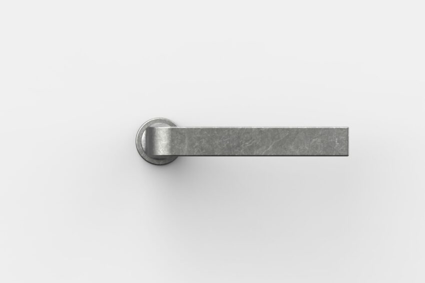 Schlicht gehaltener Türdrücker aus Aluminium mit klarer Linienführung.