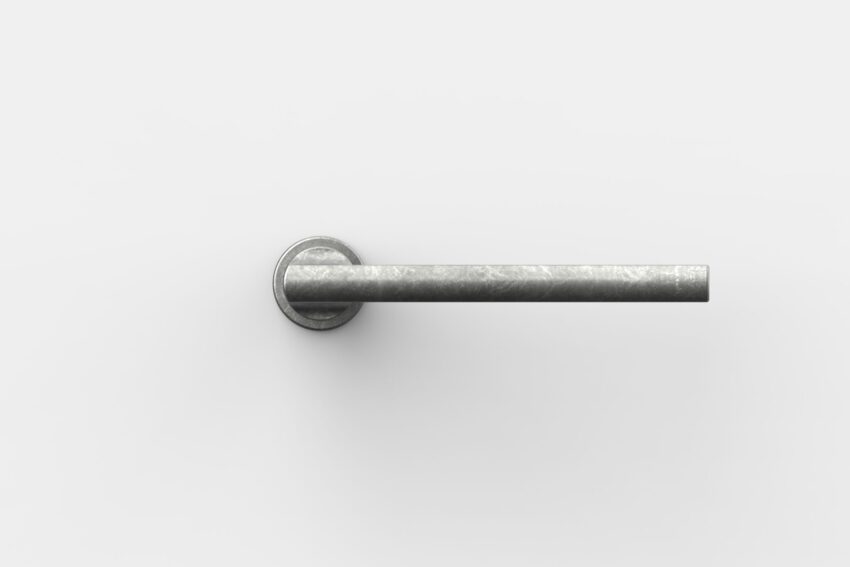 Türdrücker aus Aluminium mit quadratischer Rosette für modernen Look.