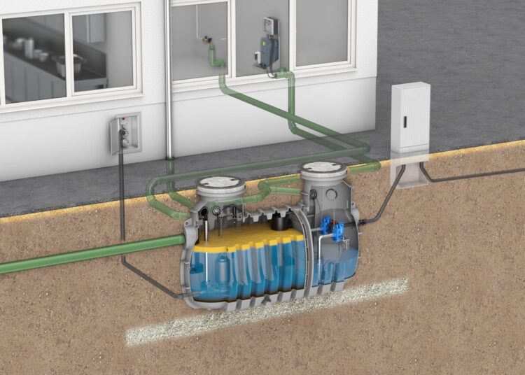 Der erdeingebaute Fettabscheider ACO LipuLift-P zur Vollentsorgungvereint Fettabscheider, Probenahme und Pumpstation in einem einzigen Behälter.