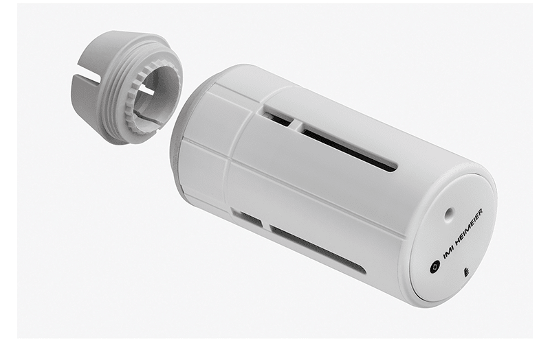 Der neue Thermostat-Kopf Halo-B kombiniert modernes, schlankes Design mit robuster Bauweise und eignet sich aufgrund seiner Eigenschaften besonders für den Einsatz in Bereichen mit viel Publikumsverkehr in öffentlichen Gebäuden. ©IMI Hydronic Engineering