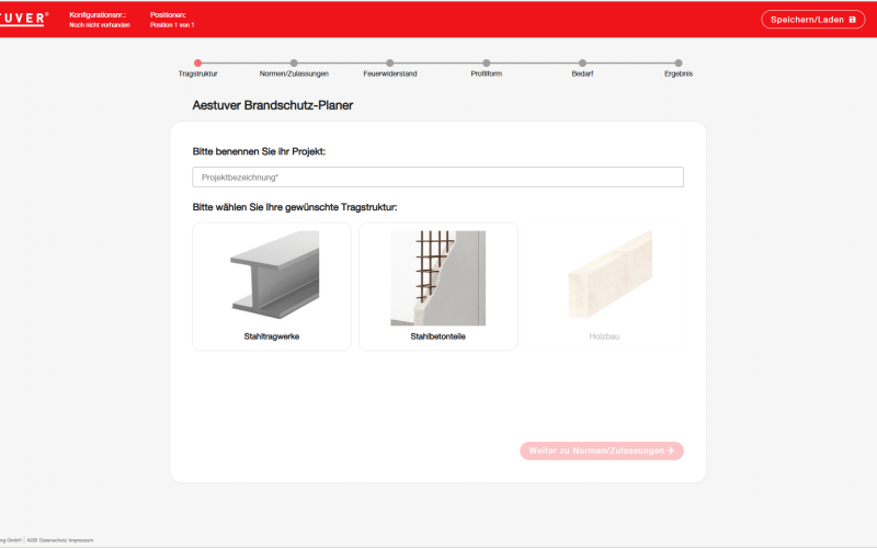 Aestuver Brandschutzplaner zur digitalen Konfiguration von Brandschutzlösungen für Tragstrukturen.