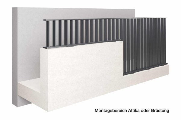 Montagebereich Attika oder Brüstung - Zebral® Balkongeländer