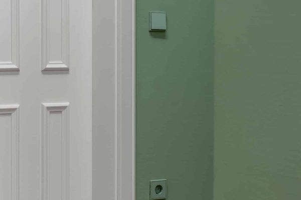 JUNG Schalter und SCHUKO® Steckdose im hellen vert anglais clair.