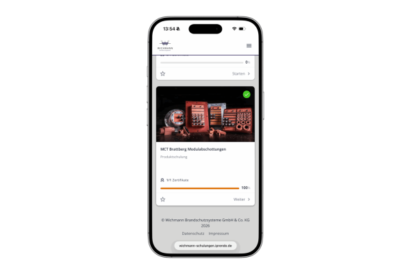 Smartphone-Ansicht des eLearnings