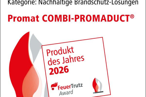 Promat COMBI-PROMADUCT gewinnt den FeuerTrutz Award 2026 in der Kategorie nachhaltige Brandschutz-Lösungen.
