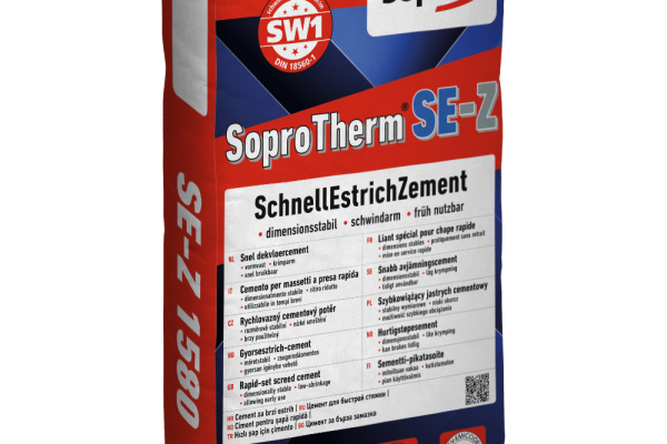 SoproTherm SE-Z SchnellEstrichZement Sack für dimensionsstabile, schwindarme und früh nutzbare Estriche.