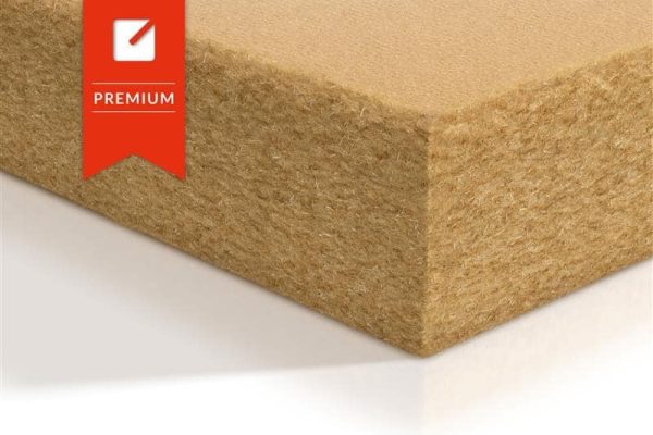 Gutex Thermoflex C Holzfaserdämmplatte in Premium-Qualität mit deutlich sichtbarer natürlicher Faserstruktur.