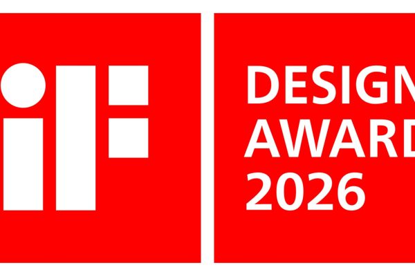 Weißes iF Design Award 2026 Logo auf rotem Grund für die ausgezeichnete ACO ClimateBoxx.